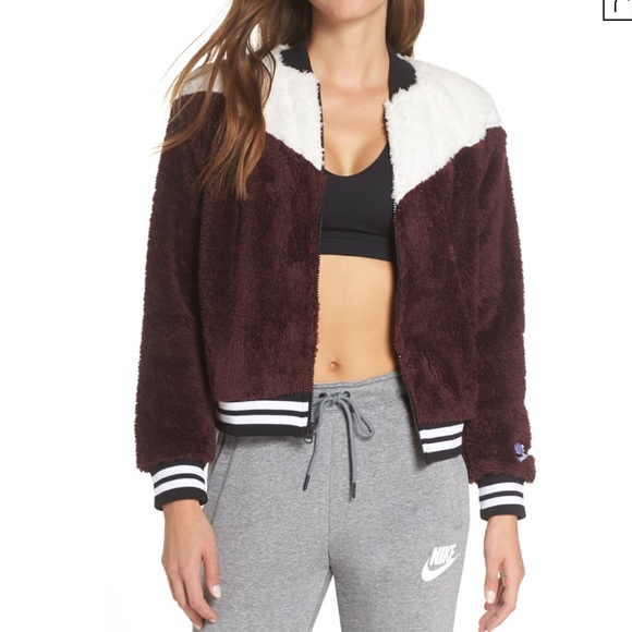 Nike Sherpa Bomber Jacket Color Block Size Small - Picture 1 of 12